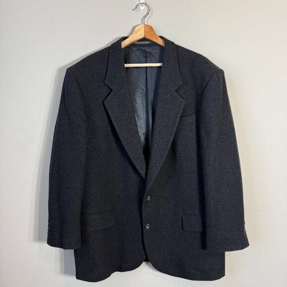 Oscar de la Renta Wool Cashmere Sport Coat Jacket Blazer Men's 44L Gray Career - Picture 2 of 12